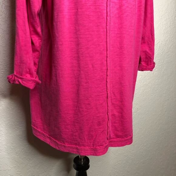 Soft Surroundings bright pink keyhole back v neck top size Petite Extra Large XL - Picture 9 of 13